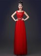Amazing Red Zipper Scoop Appliques Homecoming Dress Tulle Sleeveless