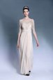 Pleated Bateau Short Sleeves Zipper Mother Of The Bride Dress Champagne Chiffon