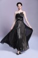 Admirable Scoop Sleeveless Side Zipper Dress for Prom Black Chiffon