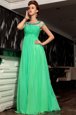 Green Side Zipper Scoop Beading and Ruching Mother Of The Bride Dress Chiffon Sleeveless