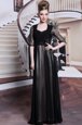 High End V-neck Half Sleeves Chiffon Mother Of The Bride Dress Lace and Pleated Zipper