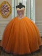 Colorful Orange 15th Birthday Dress Military Ball and Sweet 16 and Quinceanera and For with Beading Sweetheart Sleeveless Lace Up