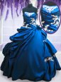 Royal Blue Strapless Neckline Appliques and Pick Ups 15th Birthday Dress Sleeveless Lace Up