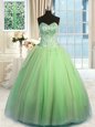 High Quality Sweetheart Sleeveless Organza Quince Ball Gowns Beading and Ruching Lace Up