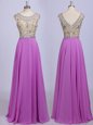 Enchanting Lilac Dress for Prom Prom and Party and For with Beading Scoop Sleeveless Zipper