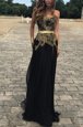 Ideal Knee Length Black Prom Evening Gown Scoop Sleeveless Backless