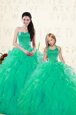 Attractive Floor Length Lace Up Quinceanera Dress Turquoise and In for Military Ball and Sweet 16 and Quinceanera with Beading and Ruffles