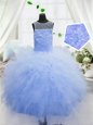 Sleeveless Beading and Appliques and Ruffled Layers Floor Length Child Pageant Dress