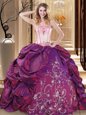 Fashion Floor Length Ball Gowns Sleeveless Purple 15 Quinceanera Dress Lace Up