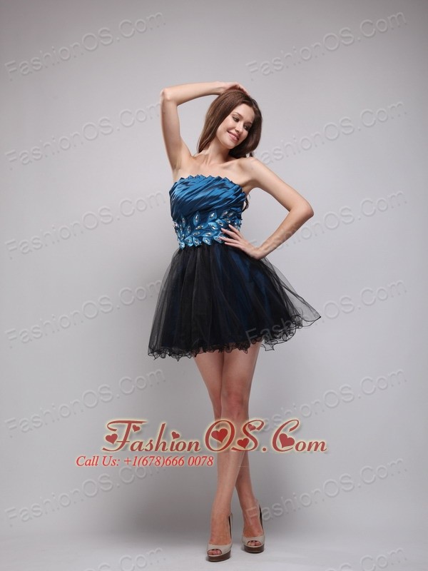 blue and black cocktail dress